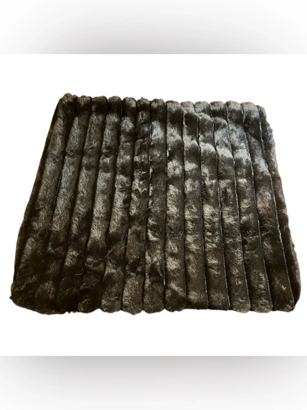 NEW Black Faux Fur Pillow Case 16” Set of 2 Textured